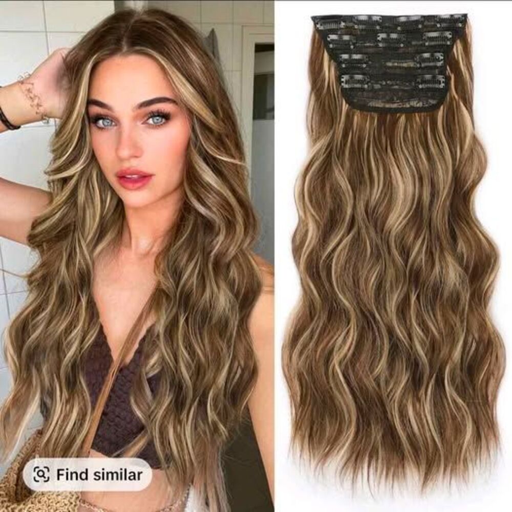 New AISI HAIR 4PCS Long Wavy Hair Extensions 20/24 Inch Synthetic Double Weft